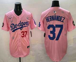 Mens Los Angeles Dodgers #37 Teoscar Hernandez Pink 2025 Tokyo Series Limited Jersey